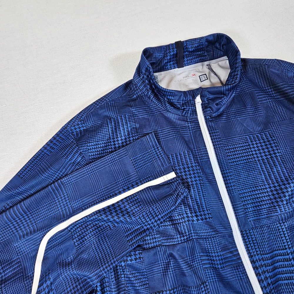 RLX Ralph Lauren Windbreaker Mens XXL Blue Houndstooth Plaid Full Zip Jacket